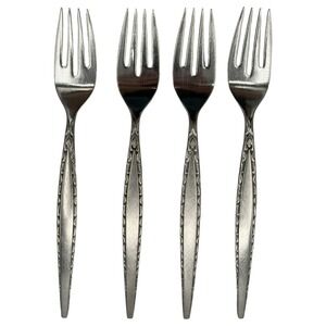 VENETIA 4 Salad Forks Oneida Community Stainless Burnished & Glossy Flatware